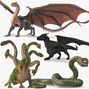 Mythical Dragons Realistic Rigged for Cinema 4D Collection 2