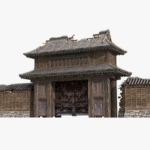 The dilapidated ancient gate of Asia 3D model