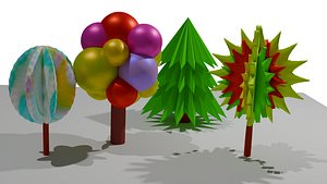 3D cartoon trees