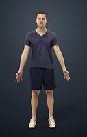 Animated Sports Man - A-pose - Virtue - rigged Biped CAT  walk included