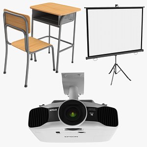real classroom projector desk 3D