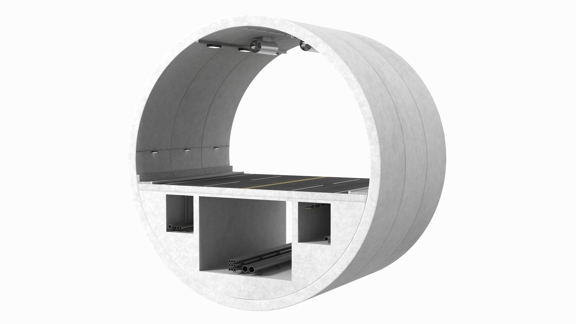 Road Tunnel Cross Section - TurboSquid 2268776