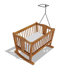 wooden baby cot wood 3D model