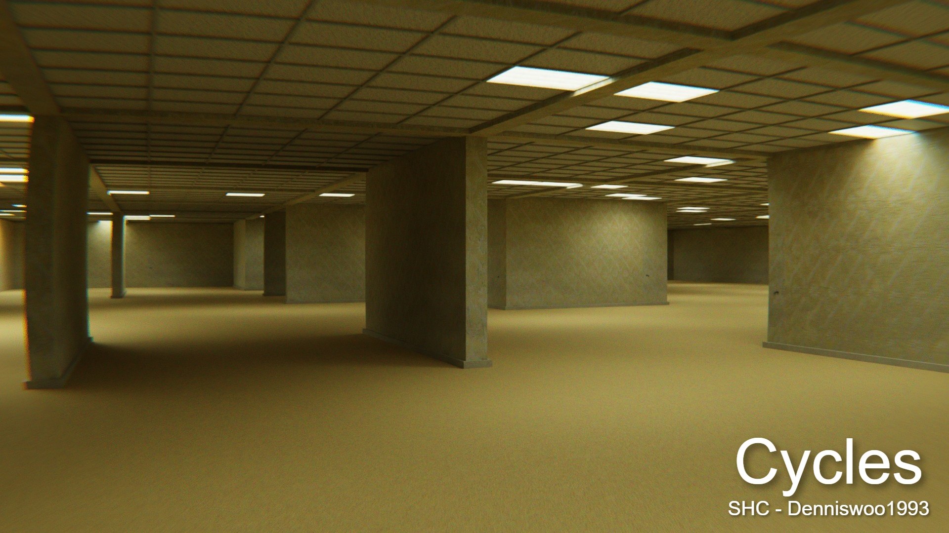 Backrooms With Baked Textures - Download Free 3D model by Huuxloc