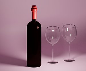 wine bottle glasses model