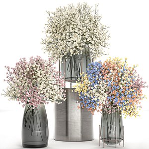 decorative bouquet flowers vase 3D model