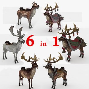 Deer Collection 6 in 1 Rigged and Animated model