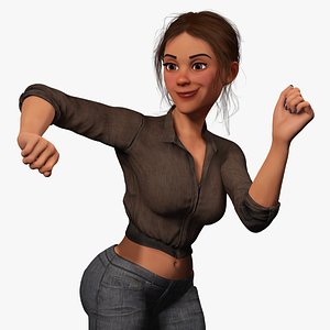 Cartoon Woman in Casual Outfit HQ
