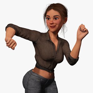 Cartoon Woman in Casual Outfit HQ