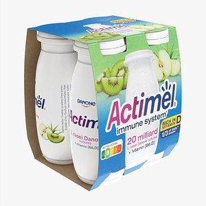 Danone Actimel bottles 4-pack kiwi 3D model
