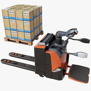 Forklift with Pallet 01 Orange All PBR Unity UE Textures