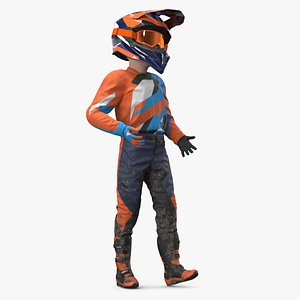 Kids Dirt Bike Racer Covered in Mud Rigged