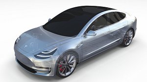 Tesla Model 3 with Chassis Silver