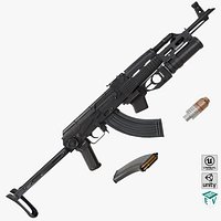 AKMS Light Machine Gun 10 Metal All PBR Unity