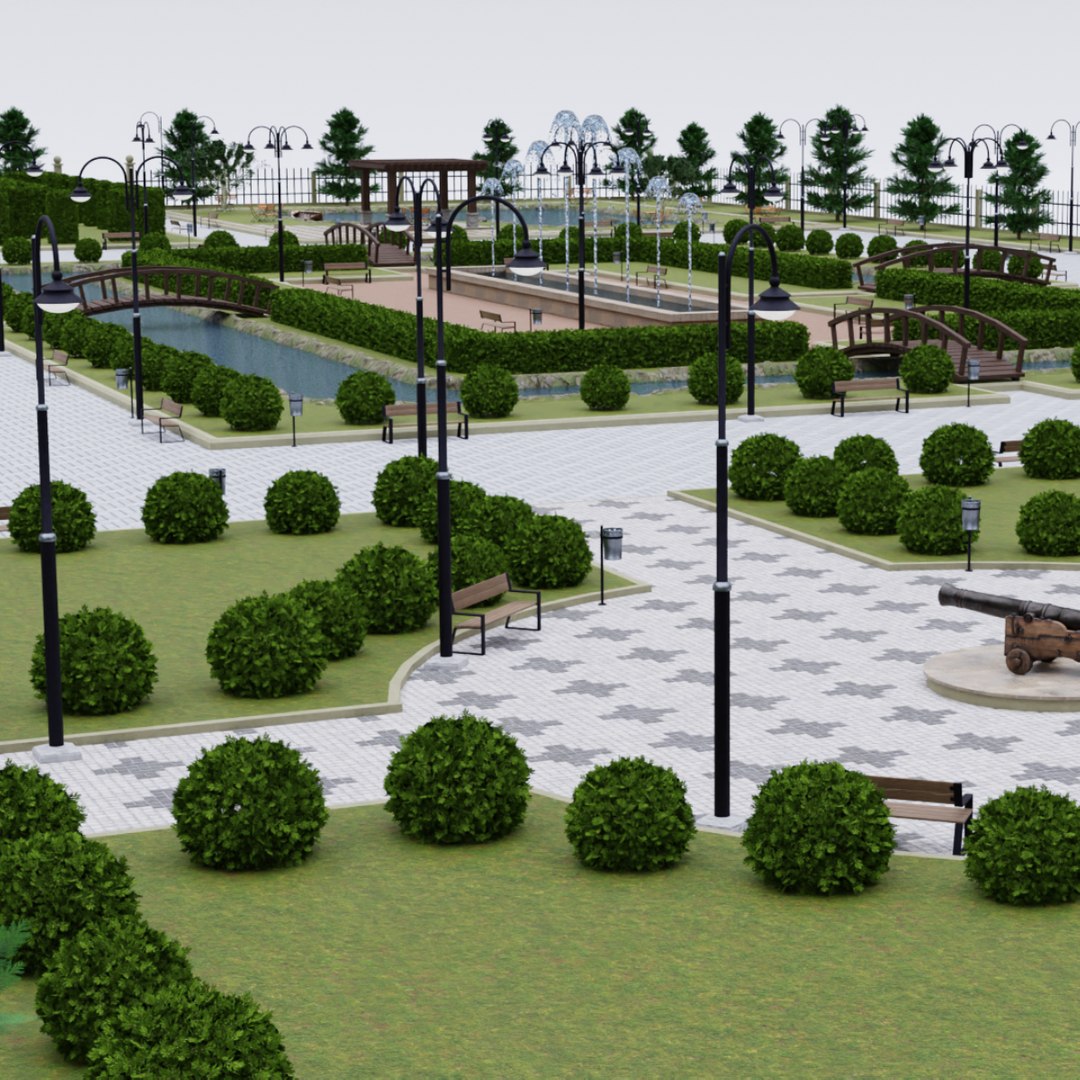 3D Garden Park Modular model - TurboSquid 1898121