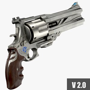 3D Blue Rose Revolver model