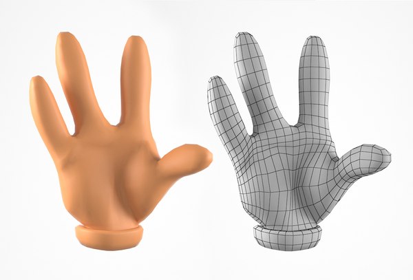 3D cartoon hand fingers model