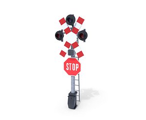 railway crossing traffic light 3D model