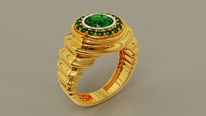 Wavy ring for men consists of bezel set center stone
