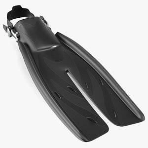 3D Black Open Heel Split Fin model