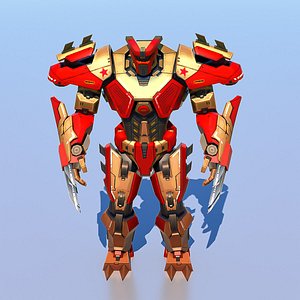 High Poly Hero Robot Rigged and Textured model