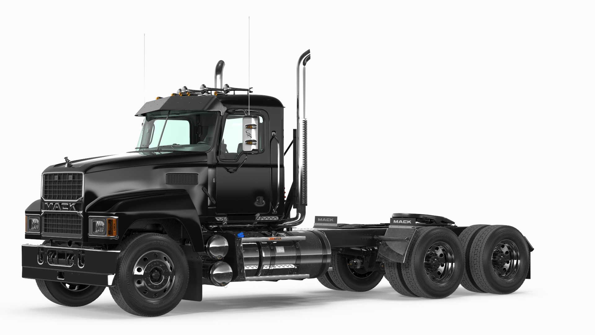 3D Mack Commercial Truck Black Rigged - TurboSquid 2297264