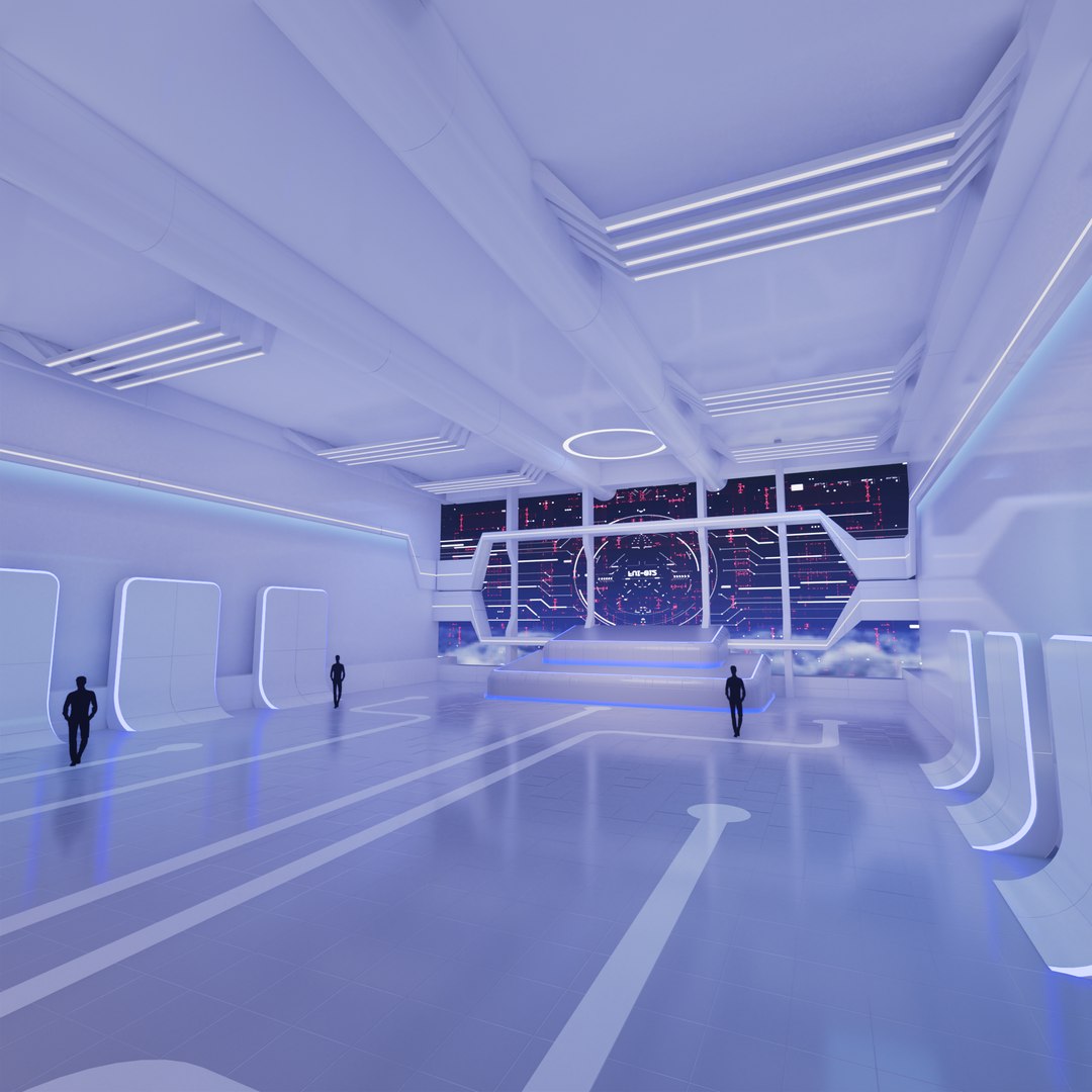 3D Sci Fi Exhibition Hall Interior With Real World - TurboSquid 2324502