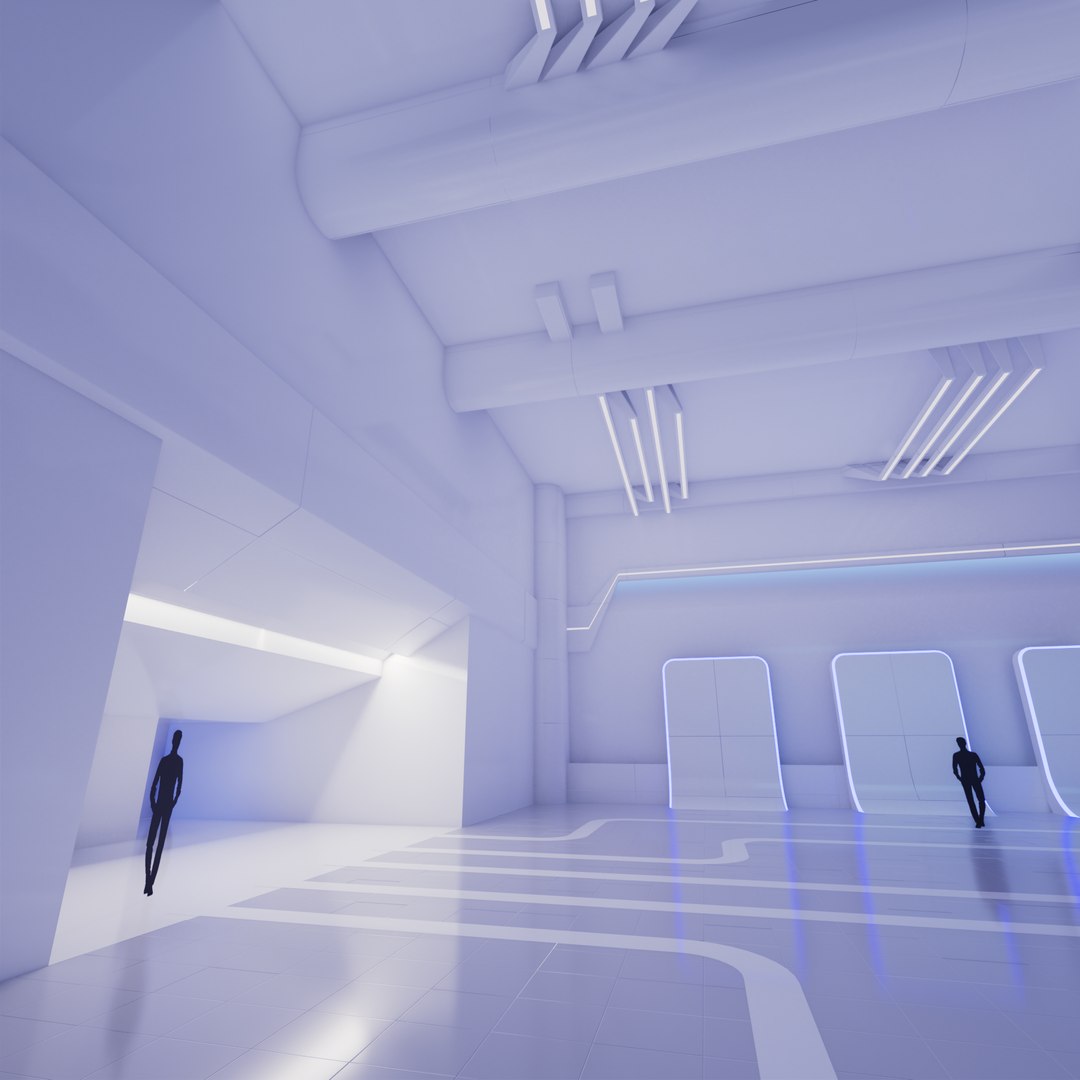 3D Sci Fi Exhibition Hall Interior With Real World - TurboSquid 2324502