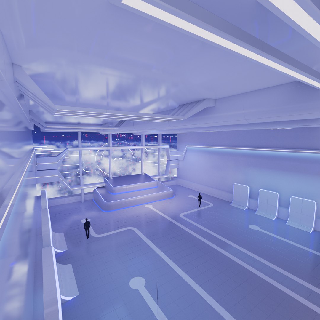 3D Sci Fi Exhibition Hall Interior With Real World - TurboSquid 2324502