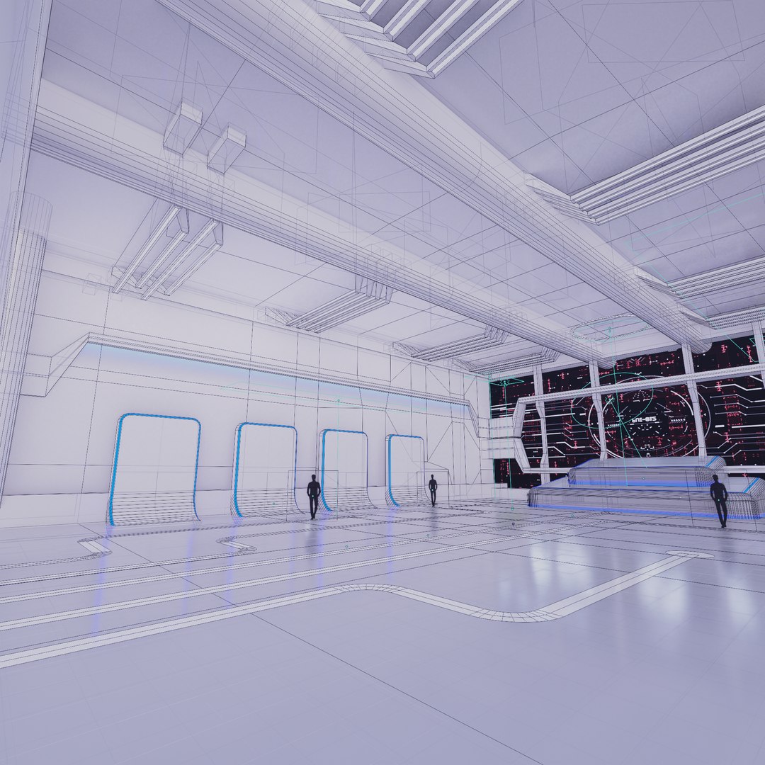 3D Sci Fi Exhibition Hall Interior With Real World - TurboSquid 2324502