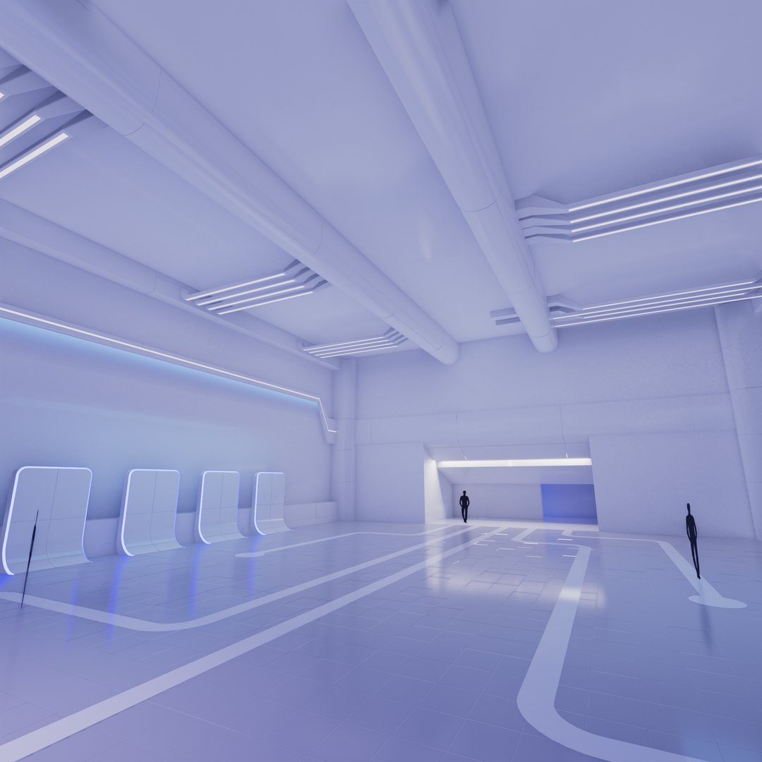 3D Sci Fi Exhibition Hall Interior With Real World - TurboSquid 2324502
