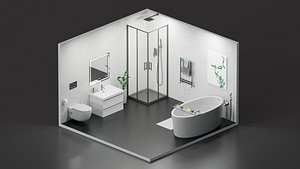 Bathroom isometric interior design 3D model