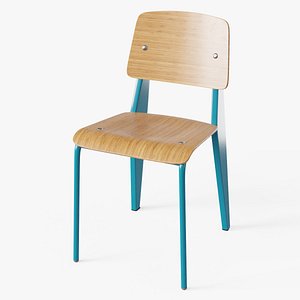 Standard Chair Blue - PBR Wood and Steel Chair