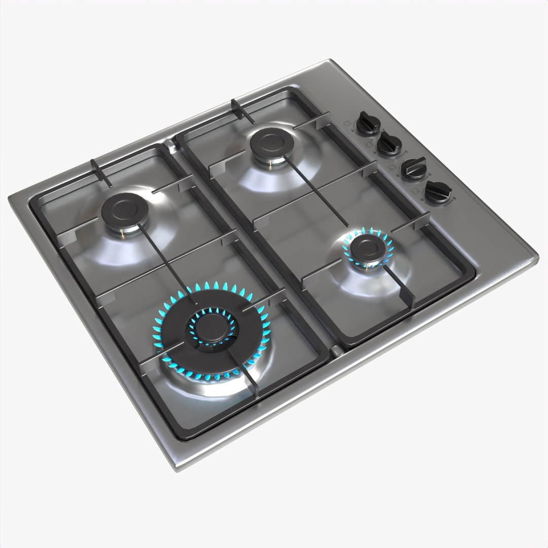 3D Gas Hob 4 Burners White TurboSquid 2027545