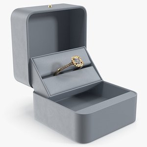 Gold Engagement Ring with Diamonds in Leather Case