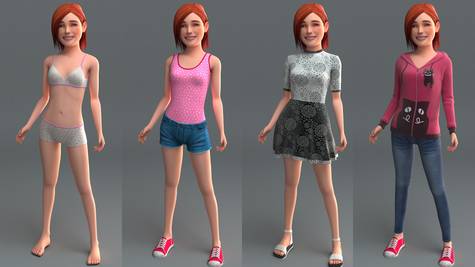 Realistic Girl Rig 3d Model Turbosquid 1243747