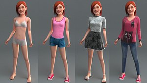 realistic girl rig 3D model