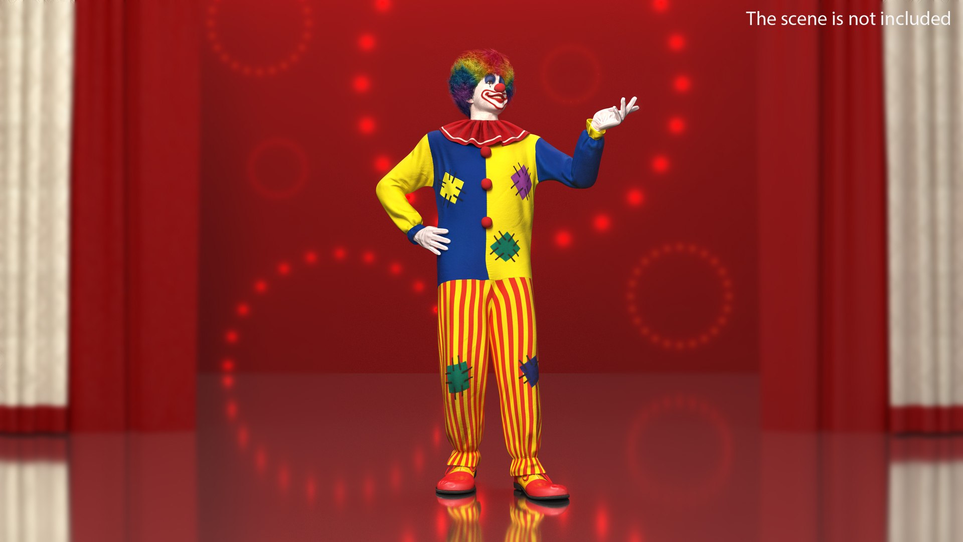 Adult Clown Suit Rigged Fur 3D model preview