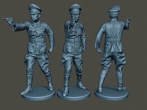 german officer ww2 shoot 3D