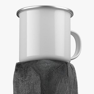 Camper Mug Mockup on Burnt Wood 3D model