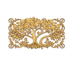 3D mural tree decor set ornament 01 model