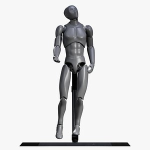 3D Rigged Male Articulated Action Figure with stand model