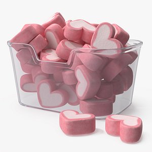 3D model Marshmallow Hearts in Transparent Container