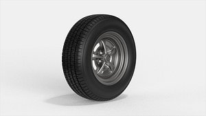 Classic car wheel with rim and tire 3D model