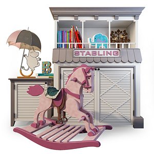 Rocking horse. cupboard stable