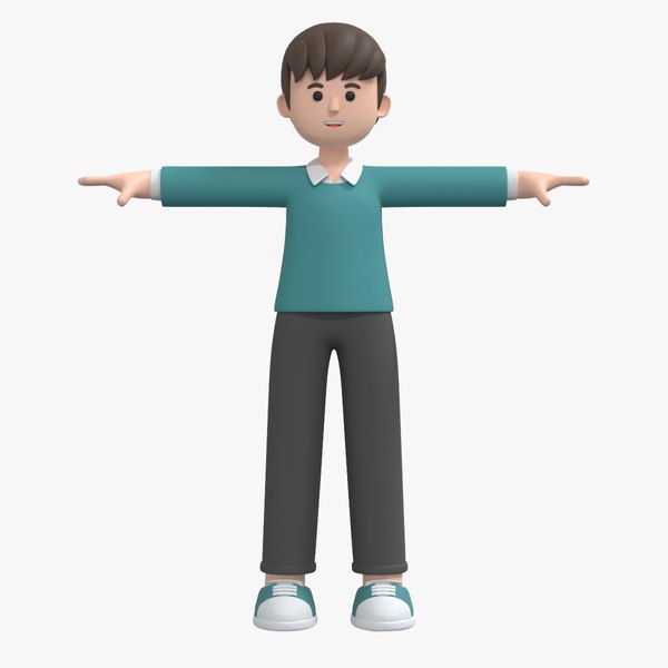 Minimal Man Cartoon Character 03 3D model