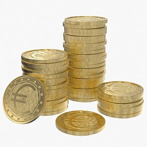3D Dollar Gold Coin Stack 2