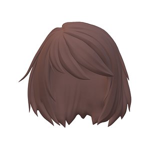 3D Brown bob hairstyle model