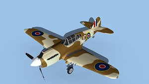 Curtiss P-40F Tomahawk V05 RAF 3D