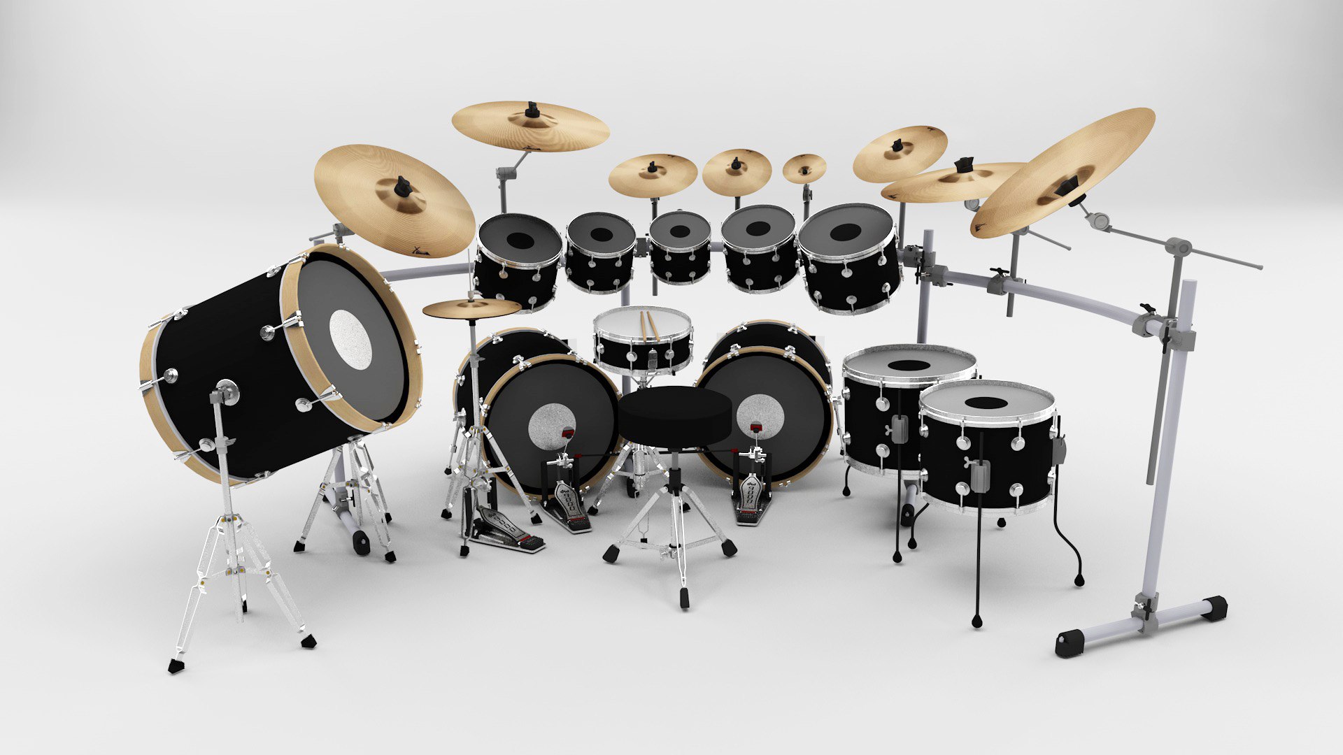 Highly Detailed Stage Drumset Model - TurboSquid 1972048